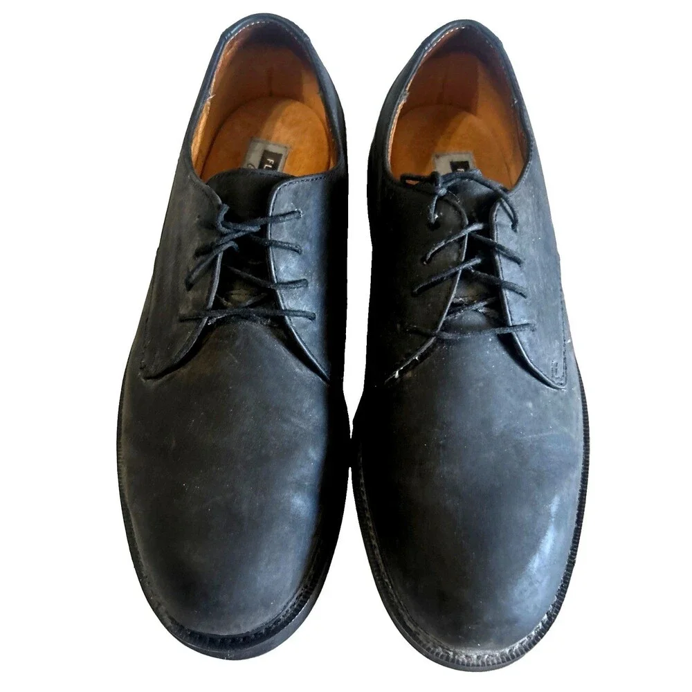 Florsheim Comfortech  Mens 9.5D Black Nubuck Plain Toe Casual Derby Dress Shoes